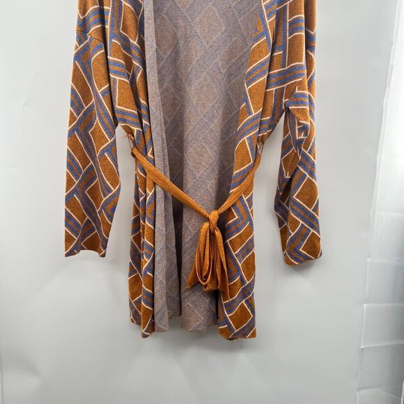 Forever 21 Women's Long Sleeve Open Front Cardigan Gold Shimmer/Multi Large - Picture 5 of 9